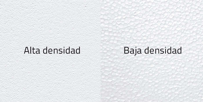 diferencia de corcho barato de alta densidad y de baja densidad